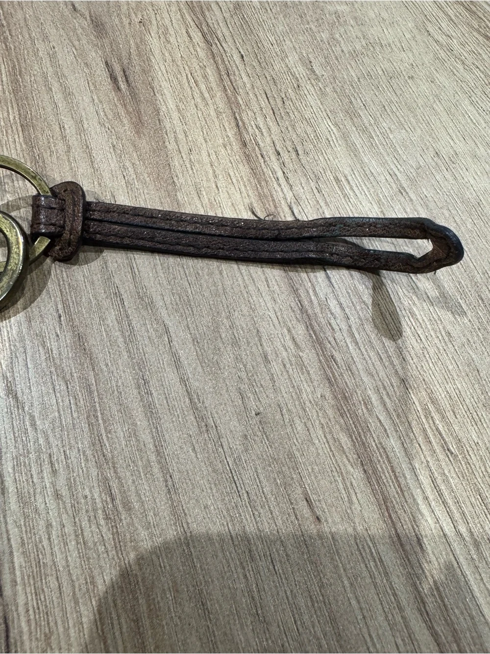 Fossil Brown Leather Key Fob with Brass Key & Lock Tag